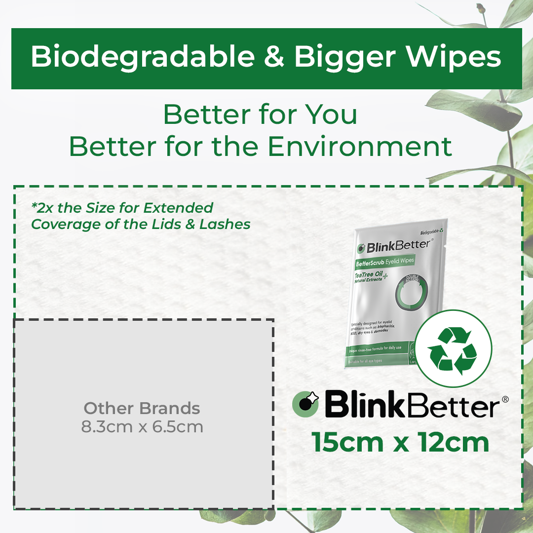 BetterScrub Eyelid Wipes- Tea Tree Oil- 20 Wipes