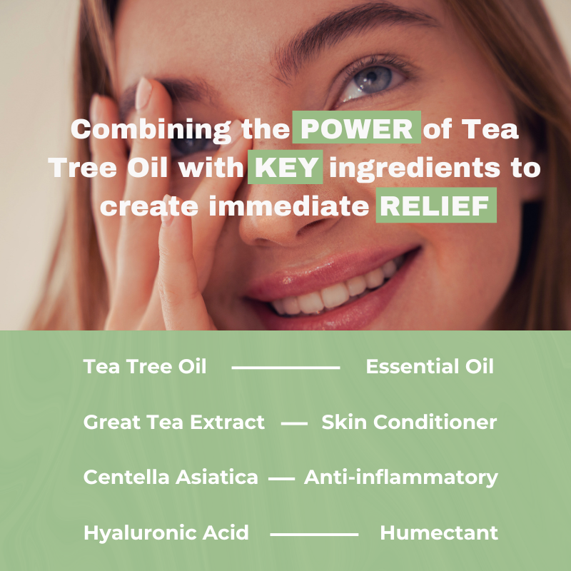 Image showcasing the key ingredients and what they do, including the key ingredient which is tea tree oil for the eyelid wipes to combat blepharitis